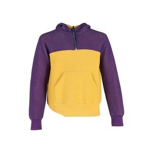 Sacai Colorblock Hooded Sweatshirt in Purple and Yellow Cotton